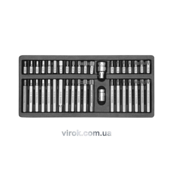 Набір насадок викруткових YATO : адаптери 1/2",3/8", HEX SPLINE TORX CrV [мет. Кейс] 40 шт. [10]