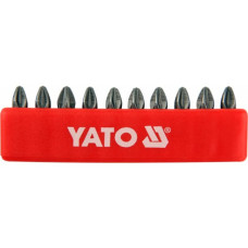 Набор отверточных насадок YATO : "Pozidriv" РZ2 x 25 мм. HEX 1/4" 10 шт. [25/200]