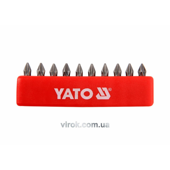 Набір насадок викруткових YATO : "Philips" PН1 x 25 мм. HEX 1/4" 10 шт. [25/200]