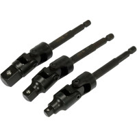 Тримачі-адаптери торц головок шар YATO: з 6-гран.- 1/4" до квадр-1/4",3/8",1/2", L= 125мм, Cr-V, 3шт