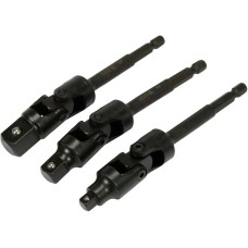 Держатели-адаптеры торцевых головок слой YATO: с 6-гран.- 1/4" до квадр-1/4",3/8",1/2", L= 125мм, Cr-V, 3шт