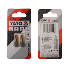 Насадка викруткова YATO PZ2 х 25 мм. HEX 1/4", покрита титаном, 2 шт.