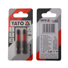 Отверточная насадка YATO PZ3 х 50 мм. HEX 1/4&rdquo;, хром-молибден, 2 шт.