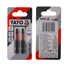 Насадка викруткова YATO TORX T20 х 50 мм. HEX 1/4", хром-молібден, 2 шт.