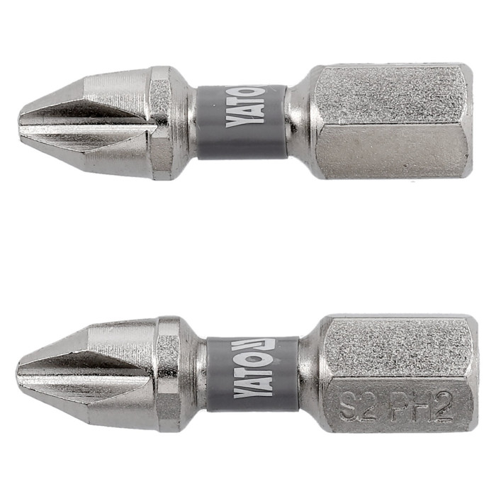 Насадка викруткова YATO PH2 х 25мм. HEX 1/4", покрита нікелем, 2шт.[10]