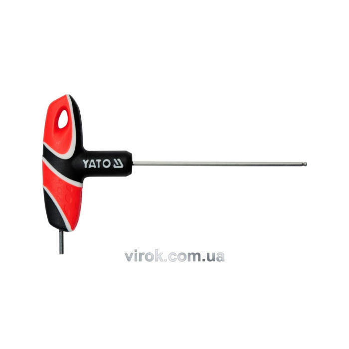 Ключ шестигранний YATO : тип "T", M2.5 мм, двосторонній, кульковий наконечник L= 100 мм [12/240]
