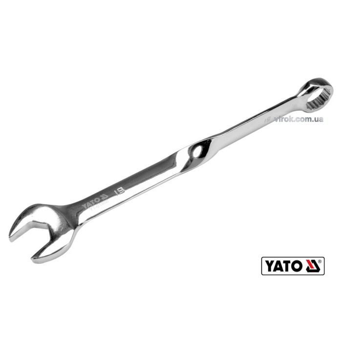 Ключ ріжково-накидний, кручений 90° YATO : М= 19 x 259 мм, Cr-V [40/80]
