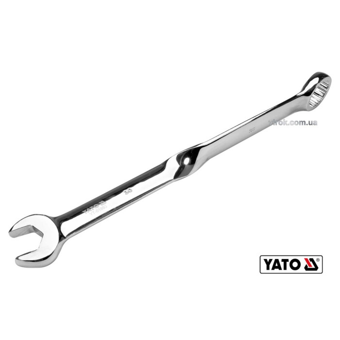Ключ ріжково-накидний, кручений 90° YATO : М= 30 x 398 мм, Cr-V(DW)