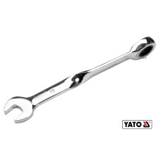 Ключ рожково-накидный, крученый 90° с трещаткой YATO: М=13 x 182 мм, HRC 40-45, Cr-V [25/150]