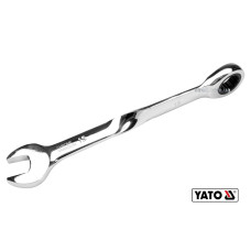 Ключ рожково-накидный, крученый 90° с трещаткой YATO: М=15 x 201 мм, HRC 40-45, Cr-V [25/100]