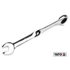 Ключ рожково-накидный, крученый 90° с трещаткой YATO: М=17 x 228 мм, HRC 40-45, Cr-V [20/80]