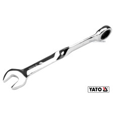Ключ рожково-накидный, крученый 90° с трещаткой YATO: М=18 x 240 мм, HRC 40-45, Cr-V(DW)