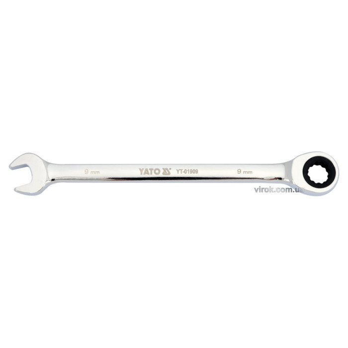 Ключ ріжково-накидний YATO з тріщаткою : CrV, М= 9 мм, L= 130 мм [10/50/100]