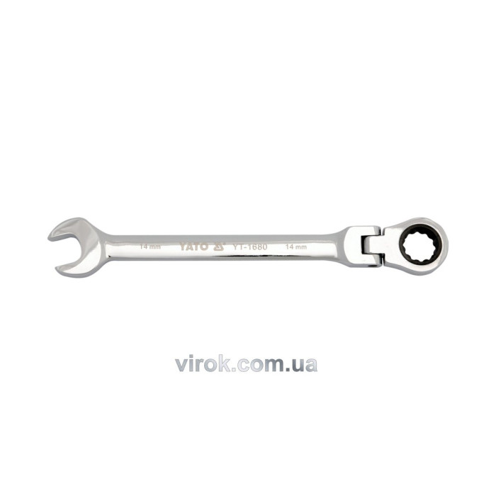 Ключ ріжково-накидний YATO з тріщаткою та шарніром : CrV, М= 11 мм, L= 160 мм [10/50/100]