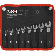 Ключі комбіновані короткі YATO з "тріскачкою"  Cr-V,  М10, 11, 12, 13, 14, 15, 17, 19 мм, 8 шт. [20]