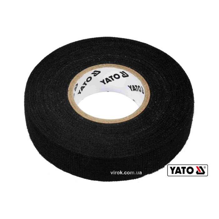 Стрічка ізоляційна ХБ YATO 15м x19x0.3 мм (тканинна) t= -40°С +105°С для мотання пучків кабелів [10]