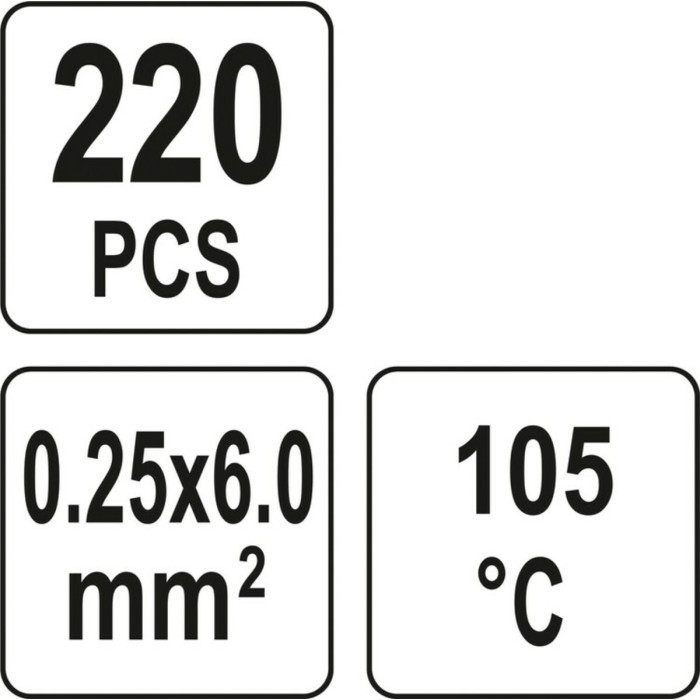 Кембрики термоусадні при t≤ 105°C з припоєм YATO, для провідників 0,25- 6,0 мм², 220 шт [60]