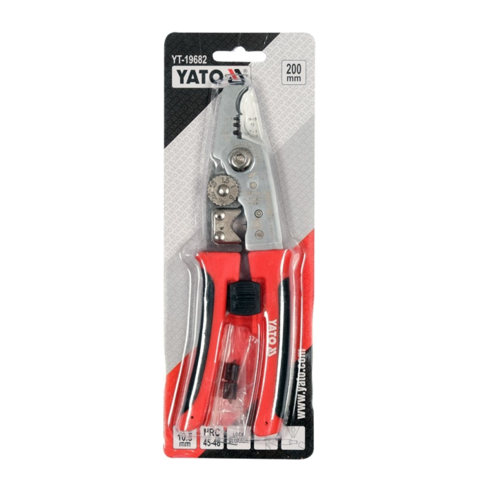 Кліщі для обрізання і знімання ізоляції з провідників YATO Ø≤ 10,5 мм, L= 200 мм [10/100]