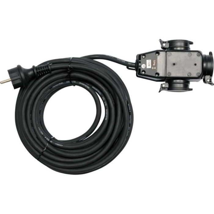 Подовжувач електромережевий YATO: l= 20 м, 16 A, 3Gх1,5 mm2, IP44 з розгалужовачем з 3 гніздами [4]