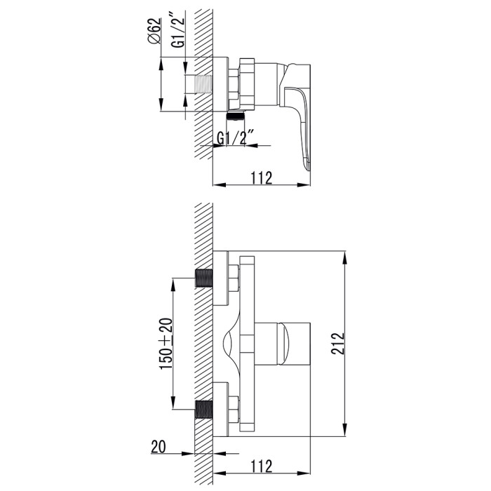 Змішувач MAGGIORE Ø40 для душу CORSO 9608300 (BE-1D122C)