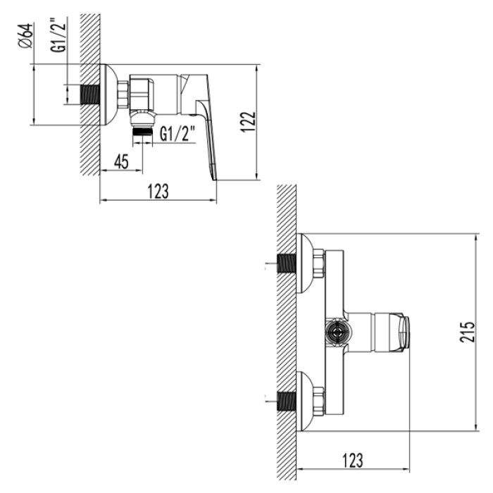 Смеситель MARMORE Ø35 для душа CORSO DB-1D138C (9623300)