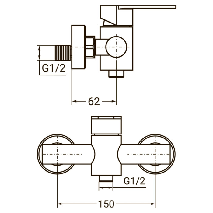 Змішувач HT Ø35 для душу SS AQUATICA HT-1D171P (9719301)