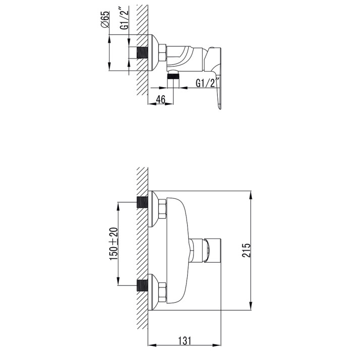 Змішувач GARDA Ø35 для душу CORSO 9605303 (BC-1D121W)