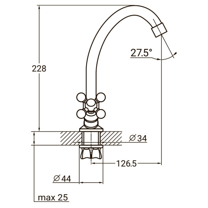 Смеситель QM 1/2" для кухни эконом на гайке (КРАТНО 2шт) AQUATICA QM-1B159C (9783100)