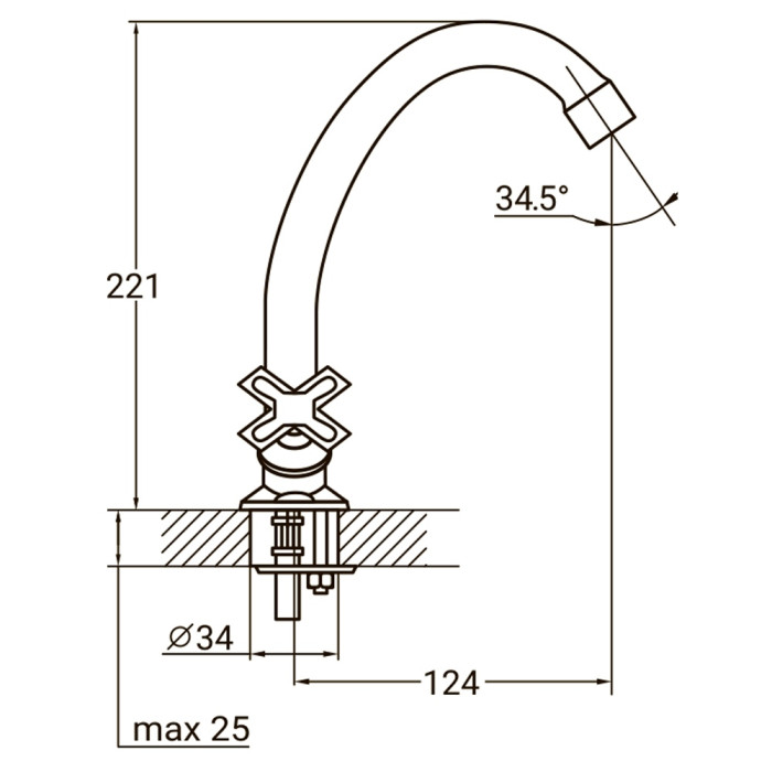 Змішувач QN 1/2" для кухні економ на шпильці (КРАТНО 2шт) AQUATICA QN-2B158C (9786100)