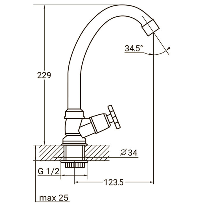 Змішувач QN 1/2" монокран на гайці (КРАТНО 2шт) AQUATICA QN-1G158C (9786600)